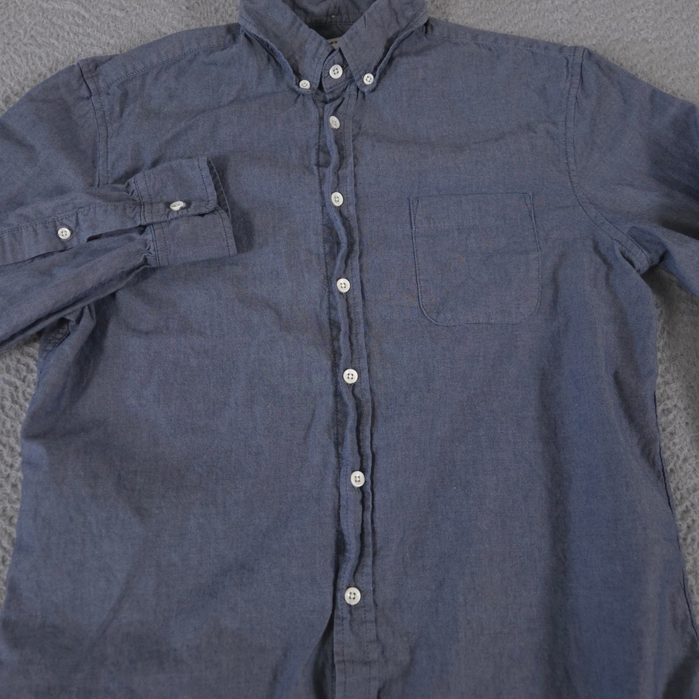 Taylor Stitch Shirt Mens 38 Blue The Jack Organic Cotton Chambray Long Sleeve